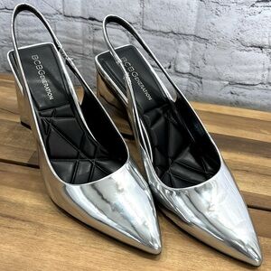 NWOT BCBGeneration Silver/Mirror Heels Size 8